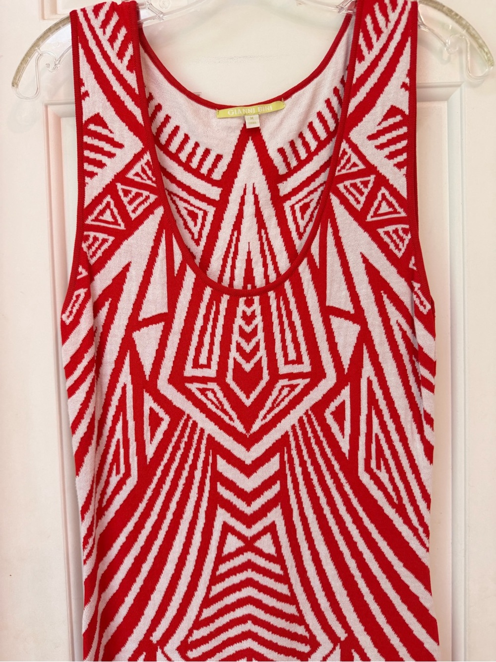 Gianni Bini woven knit tank midi dress, Red and White Bodycon Fit, Sz M - Picture 2 of 15